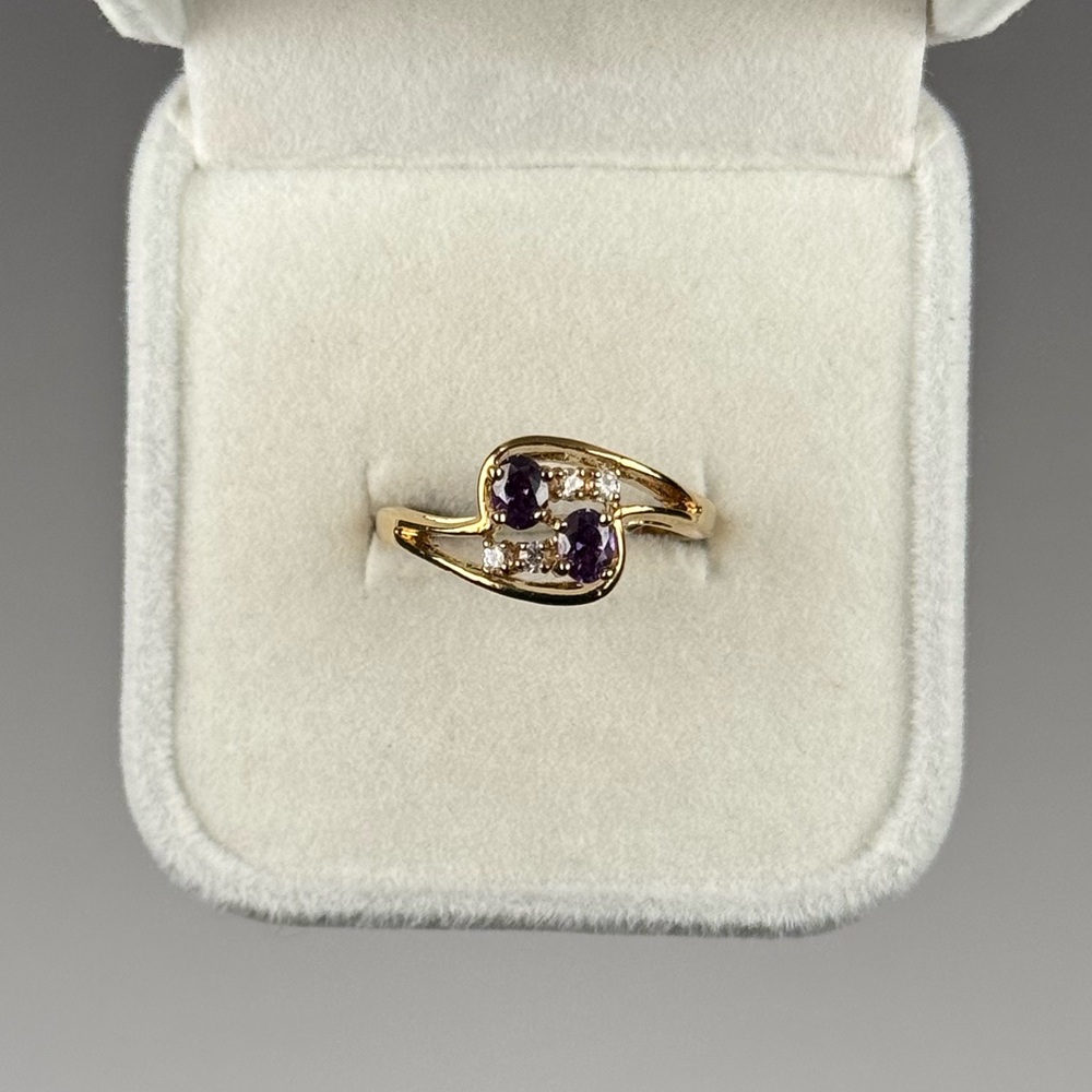 14K Gold Electroplated Purple CZ Ring Size 6.75 Amethyst Cubic Zirconia NEW